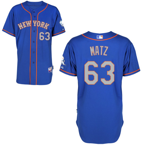 Steven Matz #63 MLB Jersey-New York Mets Men's Authentic Blue Road Baseball Jersey